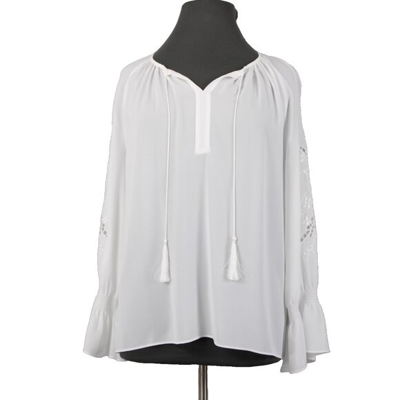 Joseph Ribkoff Top Sz 18 Off White Sheer Embroidered Eyelet 100% Polyester Top - Picture 1 of 12